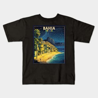 Salvador Bahia Brazil Flag Vintage Tourism Travel Poster Kids T-Shirt